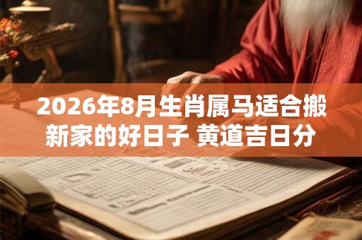 2026年8月生肖属马适合搬新家的好日子 黄道吉日分析 2026年8月生肖属马适合搬新家的好日子 黄道吉日分析