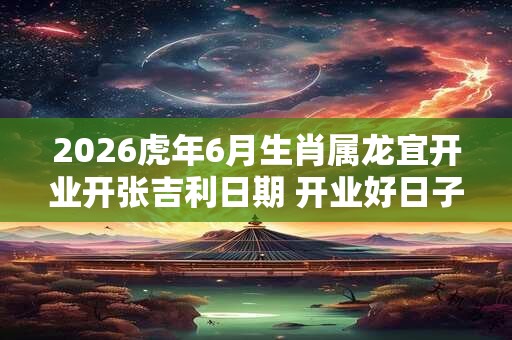 2026虎年6月生肖属龙宜开业开张吉利日期 开业好日子