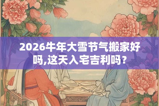 2026牛年大雪节气搬家好吗,这天入宅吉利吗？