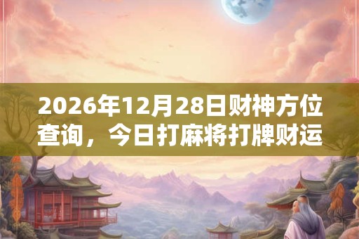 2026年12月28日财神方位查询，今日打麻将打牌财运方位