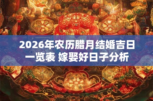 2026年农历腊月结婚吉日一览表 嫁娶好日子分析