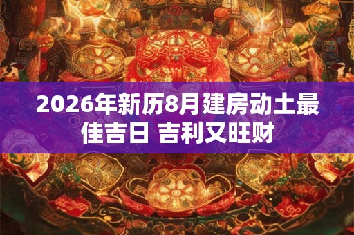 2026年新历8月建房动土最佳吉日 吉利又旺财