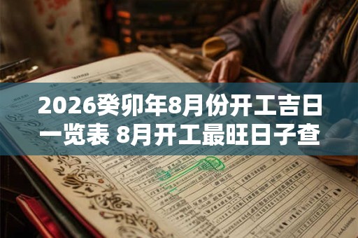 2026癸卯年8月份开工吉日一览表 8月开工最旺日子查询