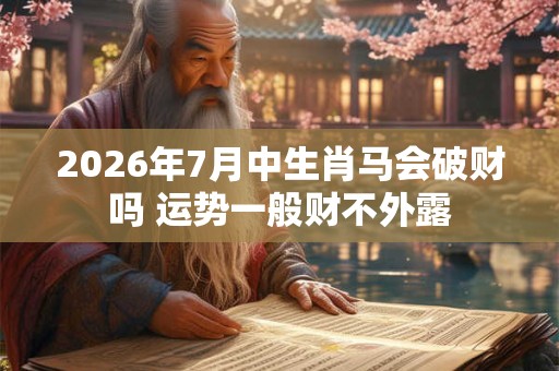 2026年7月中生肖马会破财吗 运势一般财不外露