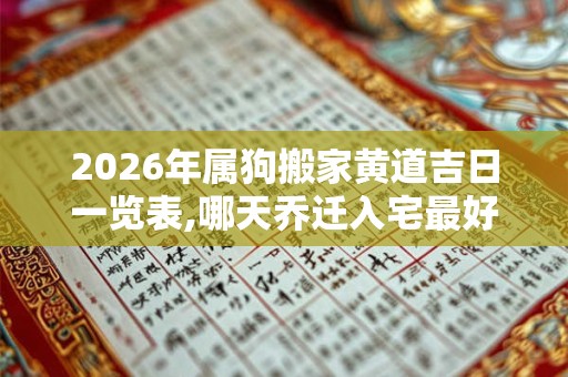 2026年属狗搬家黄道吉日一览表,哪天乔迁入宅最好? 2026年属狗搬家黄道吉日一览表,哪天乔迁入宅最好?