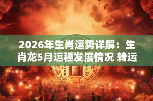 2026年生肖运势详解：生肖龙5月运程发展情况 转运最佳时机把握住