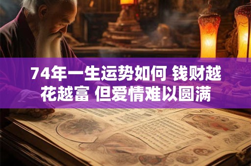 74年一生运势如何 钱财越花越富 但爱情难以圆满