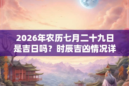 2026年农历七月二十九日是吉日吗?时辰吉凶情况详解 2026年农历七月二十九日是吉日吗?时辰吉凶情况详解