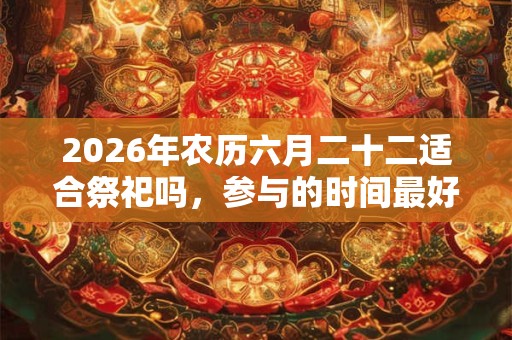 2026年农历六月二十二适合祭祀吗,参与的时间最好是什么? 2026年农历六月二十二适合祭祀吗,参与的时间最好是什么?