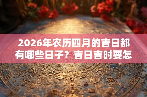 2026年农历四月的吉日都有哪些日子?吉日吉时要怎么选 2026年农历四月的吉日都有哪些日子?吉日吉时要怎么选