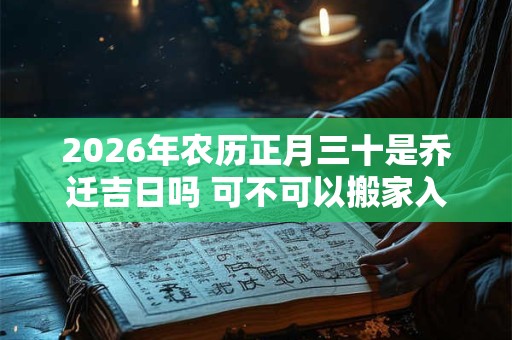 2026年农历正月三十是乔迁吉日吗 可不可以搬家入宅