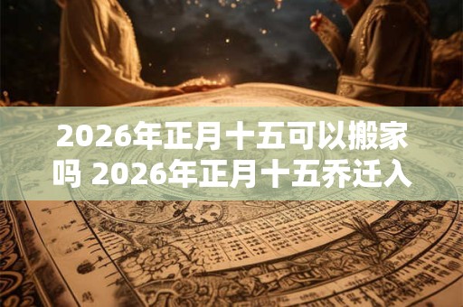 2026年正月十五可以搬家吗 2026年正月十五乔迁入宅好吗
