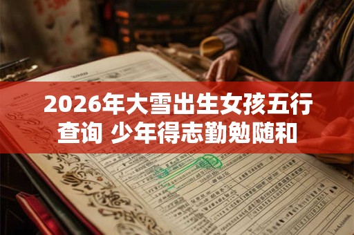 2026年大雪出生女孩五行查询 少年得志勤勉随和