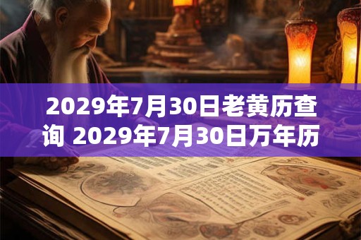 2029年7月30日老黄历查询 2029年7月30日万年历黄道吉日
