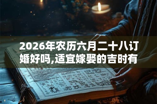 2026年农历六月二十八订婚好吗,适宜嫁娶的吉时有哪些？