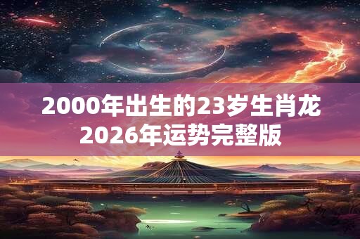 2000年出生的23岁生肖龙2026年运势完整版