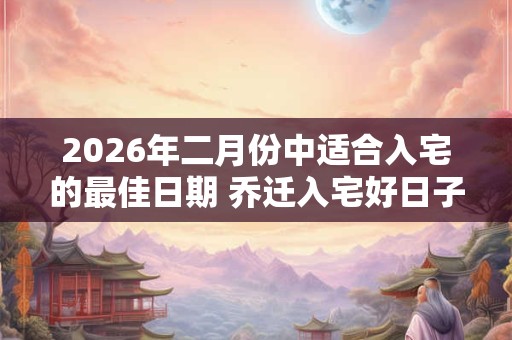 2026年二月份中适合入宅的最佳日期 乔迁入宅好日子