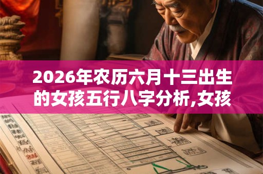 2026年农历六月十三出生的女孩五行八字分析,女孩名字分享