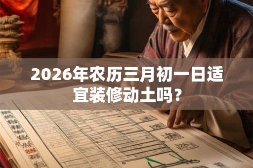2026年农历三月初一日适宜装修动土吗？