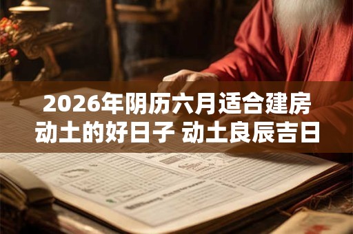 2026年阴历六月适合建房动土的好日子 动土良辰吉日