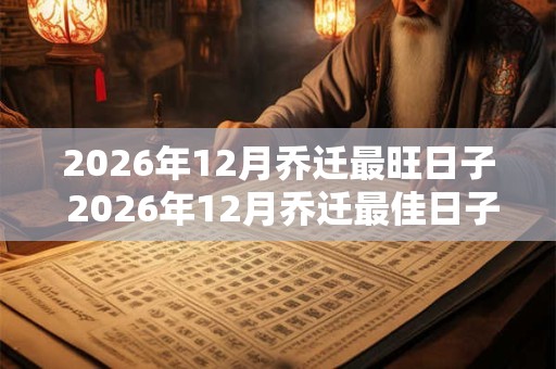 2026年12月乔迁最旺日子 2026年12月乔迁最佳日子