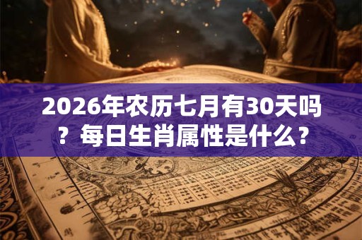2026年农历七月有30天吗？每日生肖属性是什么？