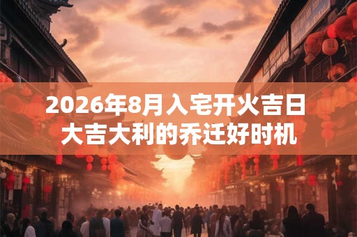 2026年8月入宅开火吉日 大吉大利的乔迁好时机
