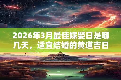 2026年3月最佳嫁娶日是哪几天，适宜结婚的黄道吉日