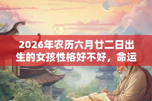 2026年农历六月廿二日出生的女孩性格好不好，命运好不好？