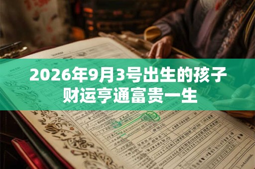 2026年9月3号出生的孩子 财运亨通富贵一生