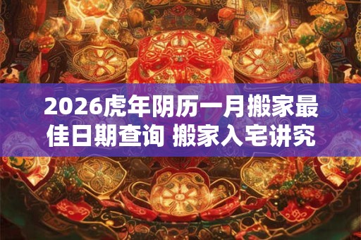 2026虎年阴历一月搬家最佳日期查询 搬家入宅讲究什么