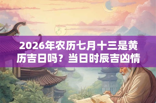 2026年农历七月十三是黄历吉日吗？当日时辰吉凶情况