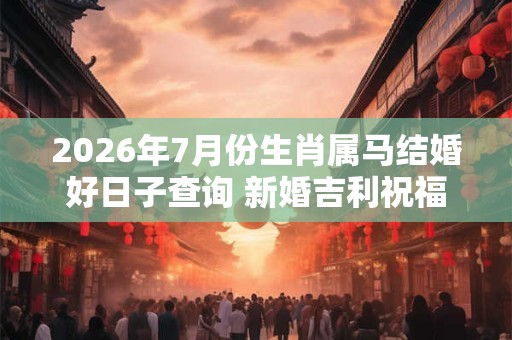 2026年7月份生肖属马结婚好日子查询 新婚吉利祝福语 2026年7月份生肖属马结婚好日子查询 新婚吉利祝福语