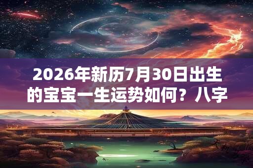 2026年新历7月30日出生的宝宝一生运势如何？八字运势详解