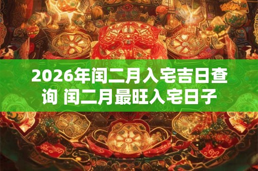 2026年闰二月入宅吉日查询 闰二月最旺入宅日子 2026年闰二月入宅吉日查询 闰二月最旺入宅日子
