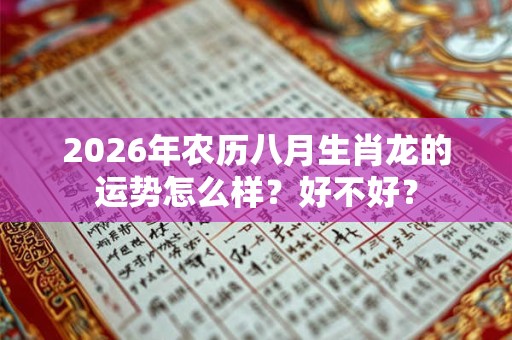 2026年农历八月生肖龙的运势怎么样?好不好? 2026年农历八月生肖龙的运势怎么样?好不好?