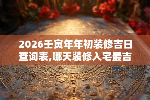 2026壬寅年年初装修吉日查询表,哪天装修入宅最吉利? 2026壬寅年年初装修吉日查询表,哪天装修入宅最吉利?
