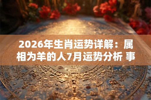 2026年生肖运势详解：属相为羊的人7月运势分析 事业爱情诸事顺利
