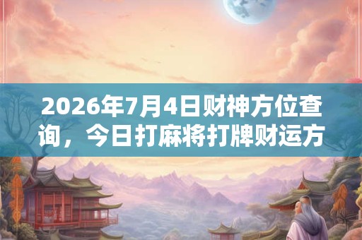 2026年7月4日财神方位查询,今日打麻将打牌财运方位! 2026年7月4日财神方位查询,今日打麻将打牌财运方位!