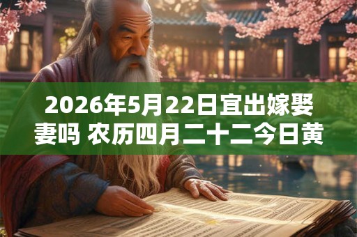 2026年5月22日宜出嫁娶妻吗 农历四月二十二今日黄历