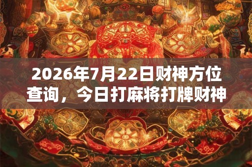 2026年7月22日财神方位查询，今日打麻将打牌财神方位