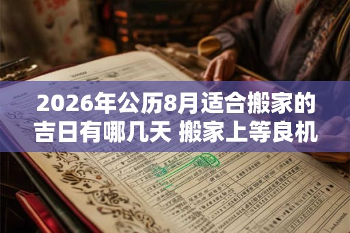 2026年公历8月适合搬家的吉日有哪几天 搬家上等良机