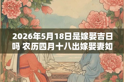 2026年5月18日是嫁娶吉日吗 农历四月十八出嫁娶妻如何 2026年5月18日是嫁娶吉日吗 农历四月十八出嫁娶妻如何