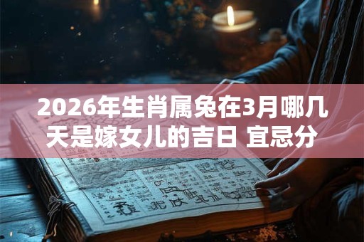 2026年生肖属兔在3月哪几天是嫁女儿的吉日 宜忌分析 2026年生肖属兔在3月哪几天是嫁女儿的吉日 宜忌分析