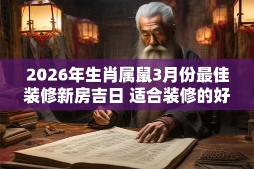 2026年生肖属鼠3月份最佳装修新房吉日 适合装修的好日子 2026年生肖属鼠3月份最佳装修新房吉日 适合装修的好日子