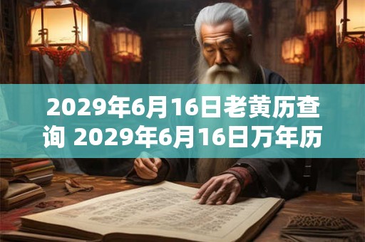 2029年6月16日老黄历查询 2029年6月16日万年历黄道吉日