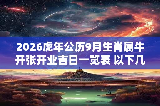 2026虎年公历9月生肖属牛开张开业吉日一览表 以下几天都是吉日 2026虎年公历9月生肖属牛开张开业吉日一览表 以下几天都是吉日
