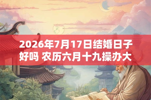 2026年7月17日结婚日子好吗 农历六月十九操办大喜之事怎么样 2026年7月17日结婚日子好吗 农历六月十九操办大喜之事怎么样
