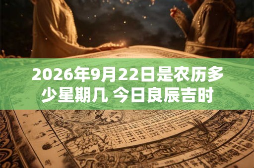 2026年9月22日是农历多少星期几 今日良辰吉时