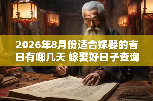2026年8月份适合嫁娶的吉日有哪几天 嫁娶好日子查询 2026年8月份适合嫁娶的吉日有哪几天 嫁娶好日子查询